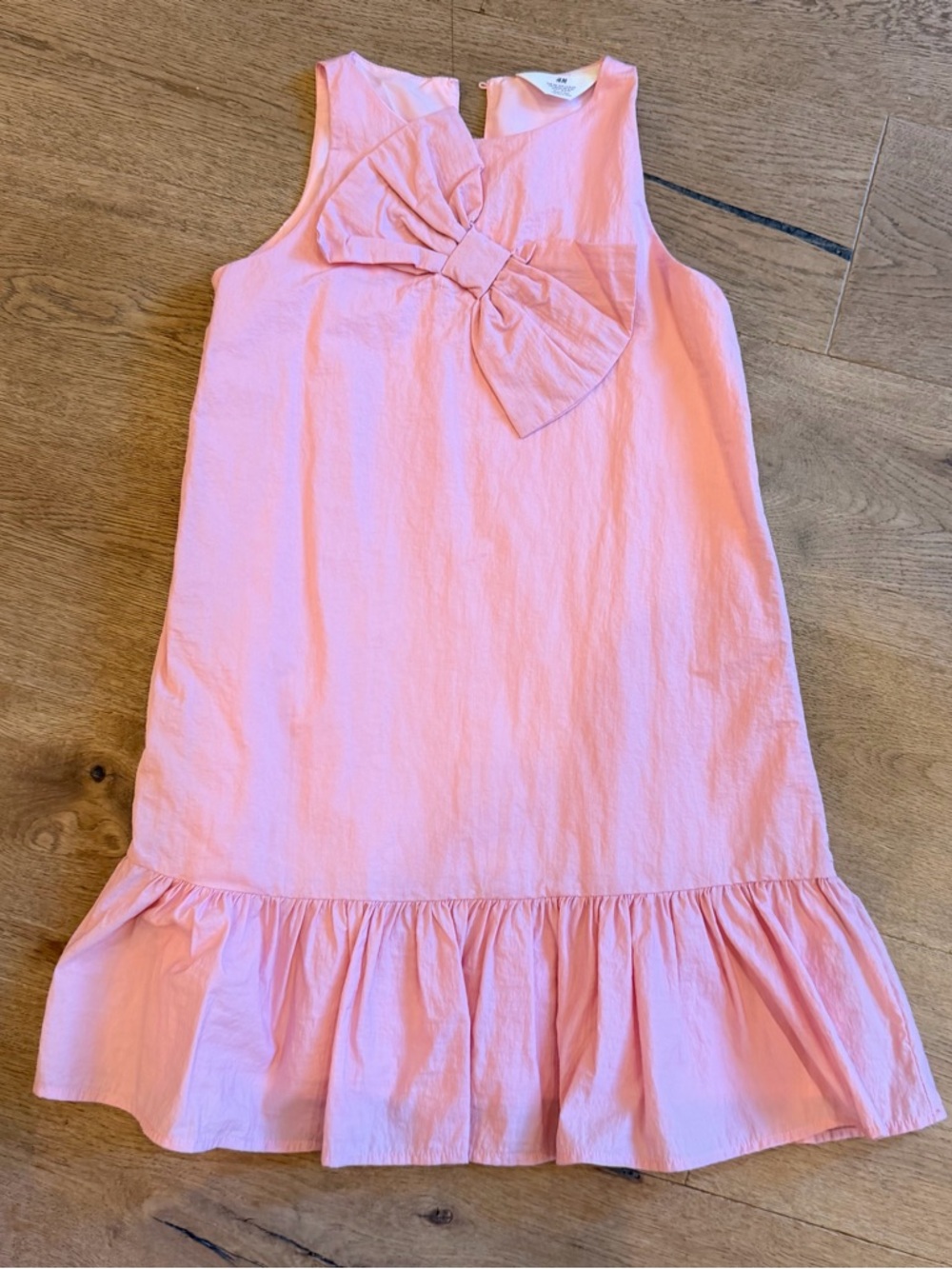 Pink Bow-Front Sleeveless Ruffle Dress